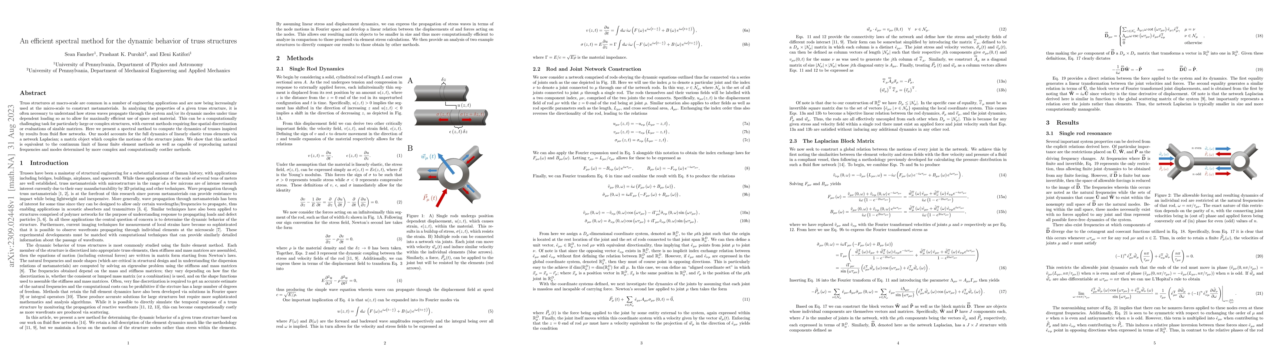 Thumbnail for An efficient spectral method for the dynamic behavior of truss
  structures