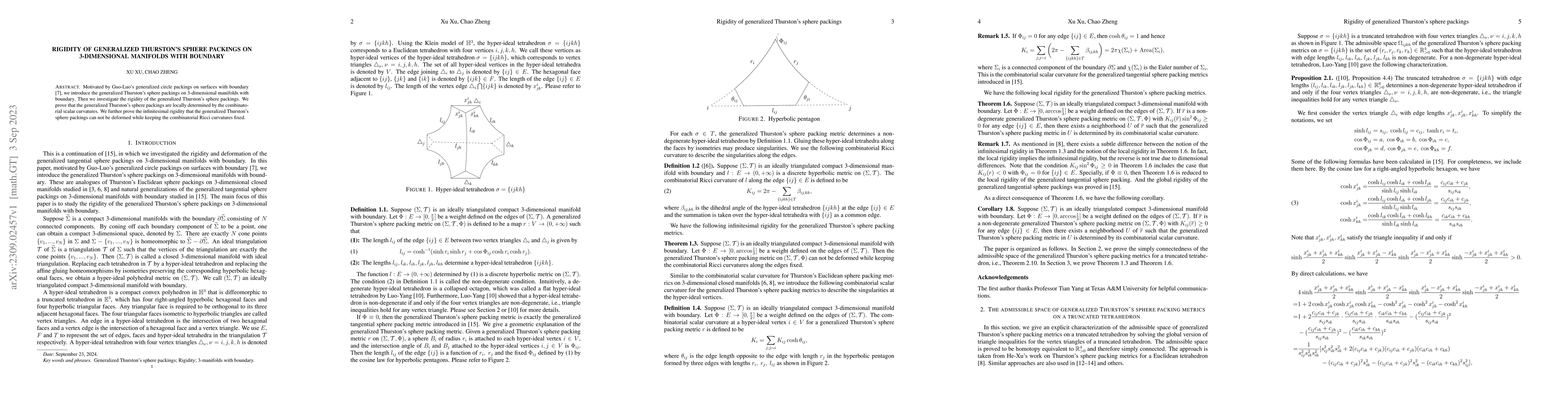 Thumbnail for Rigidity of generalized Thurston's sphere packings on 3-dimensional
  manifolds with boundary