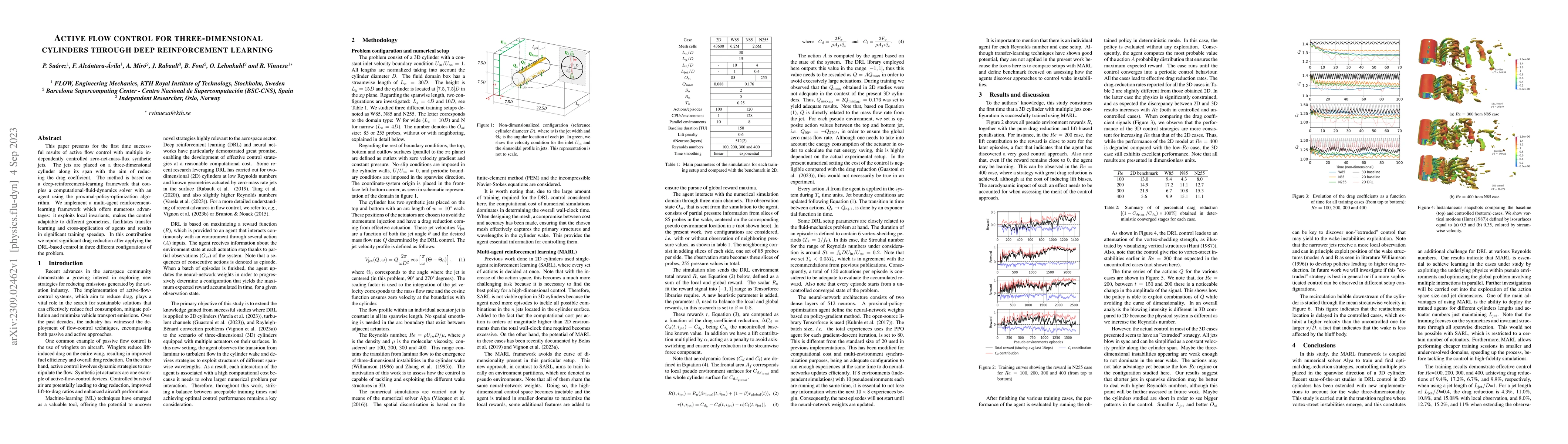 Thumbnail for Active flow control for three-dimensional cylinders through deep
  reinforcement learning