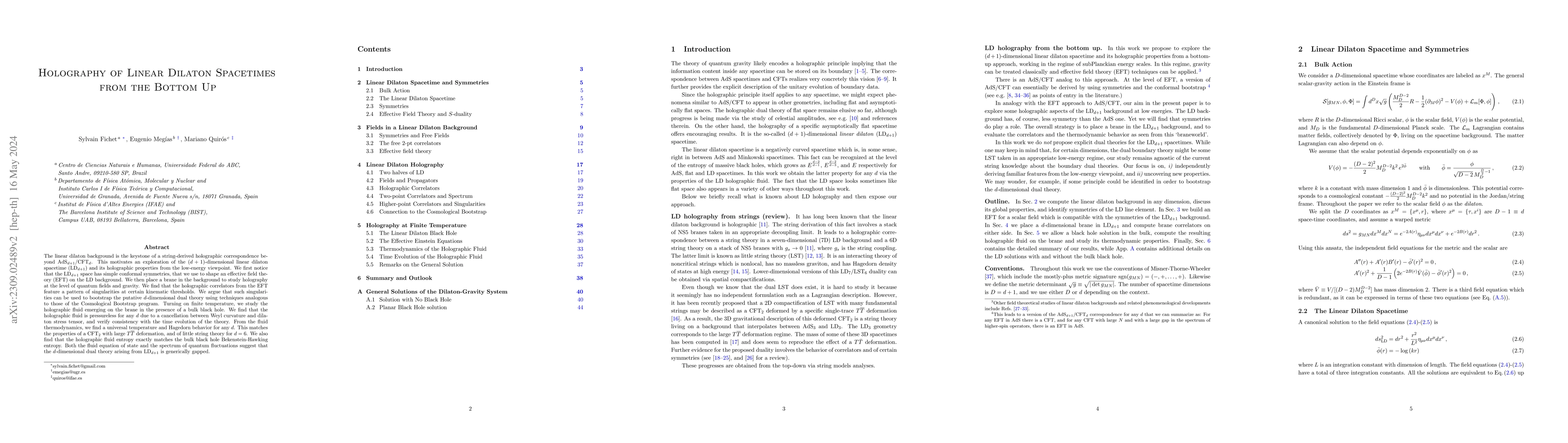 Thumbnail for Holography of Linear Dilaton Spacetimes from the Bottom Up