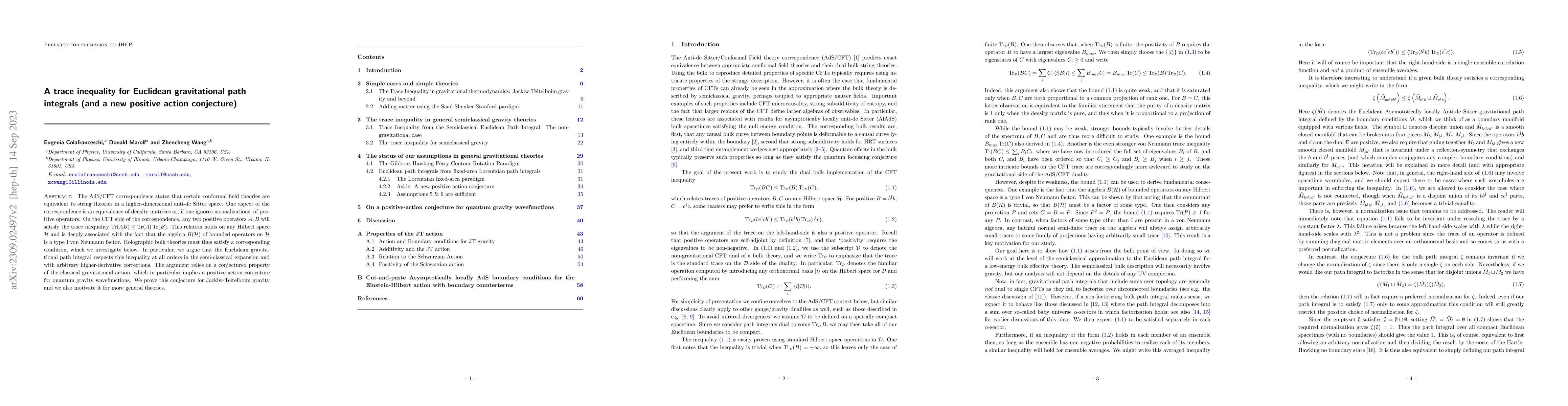 Thumbnail for A trace inequality for Euclidean gravitational path integrals (and a new
  positive action conjecture)