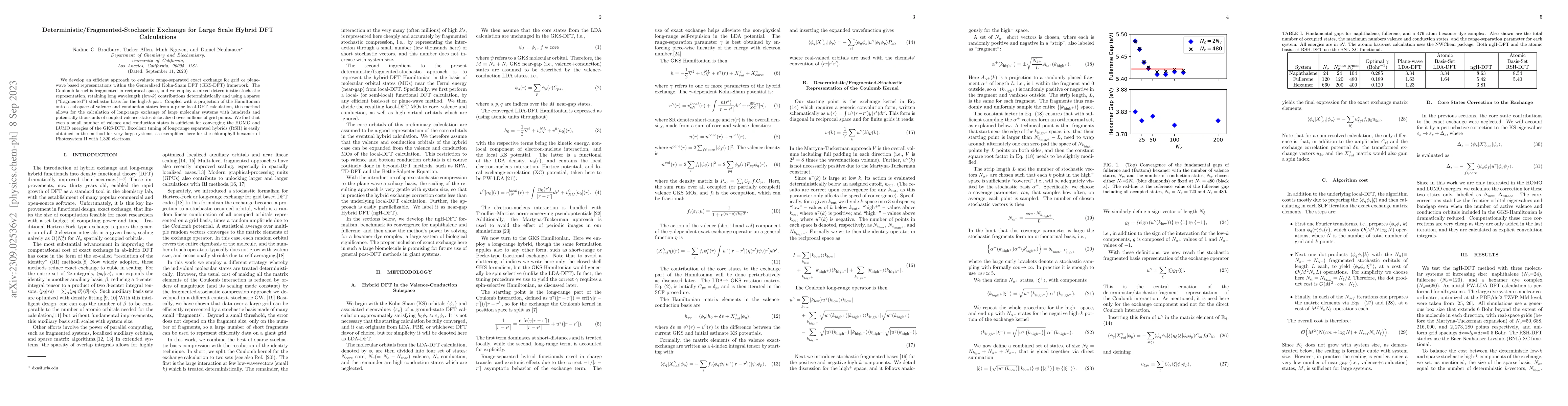 Thumbnail for Deterministic/Fragmented-Stochastic Exchange for Large Scale Hybrid DFT
  Calculations
