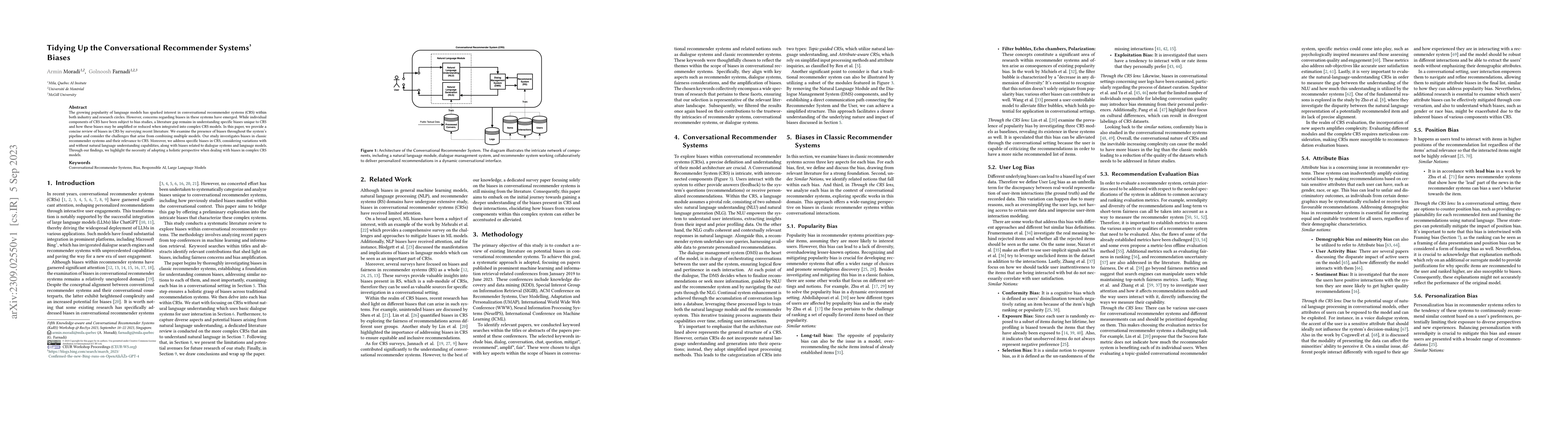 Thumbnail for Tidying Up the Conversational Recommender Systems' Biases