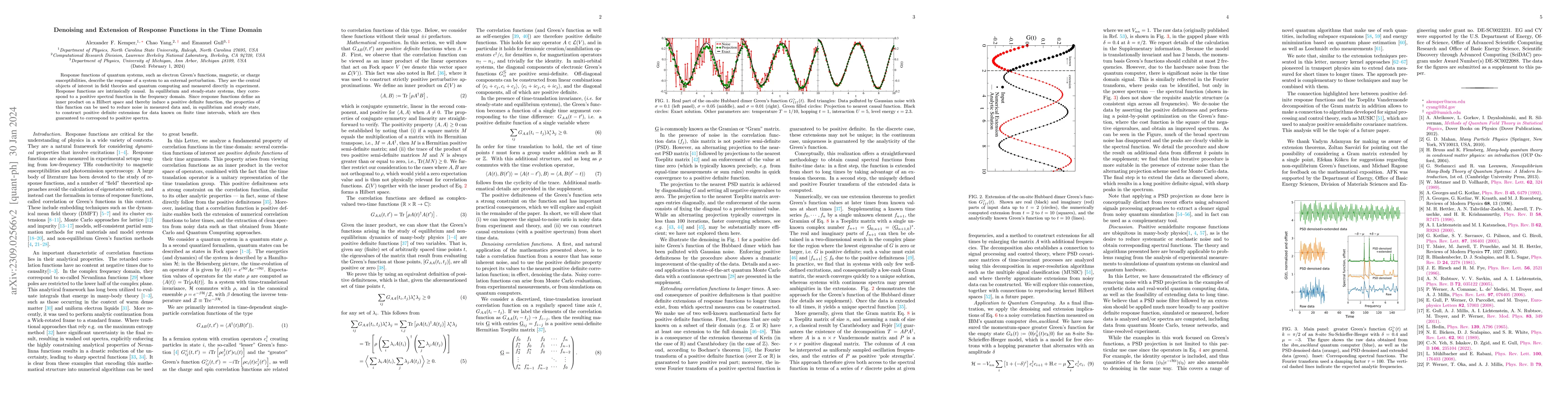 Thumbnail for Denoising and Extension of Response Functions in the Time Domain