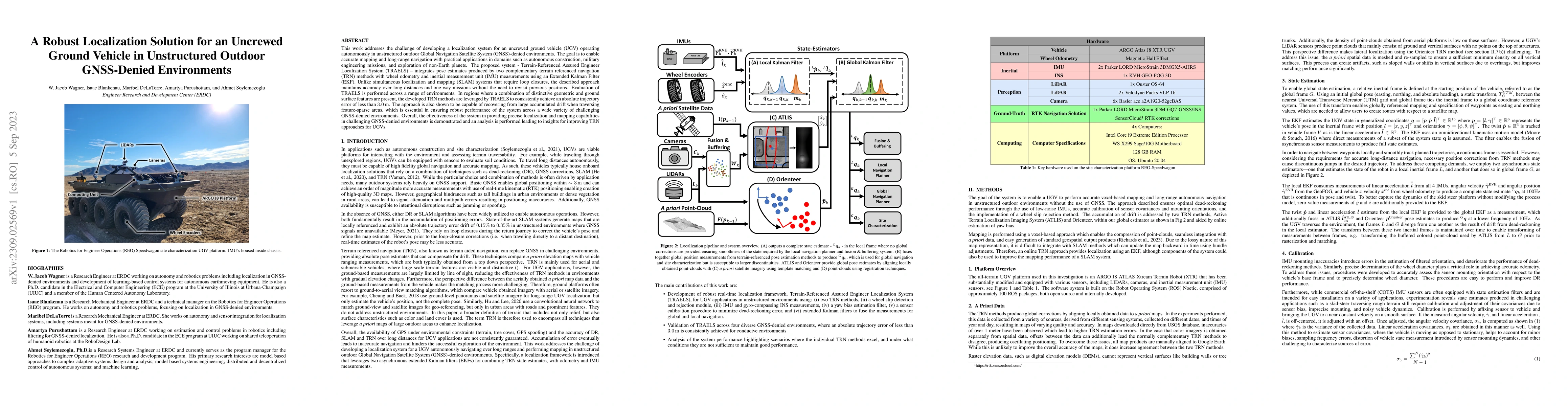 Thumbnail for A Robust Localization Solution for an Uncrewed Ground Vehicle in
  Unstructured Outdoor GNSS-Denied Environments
