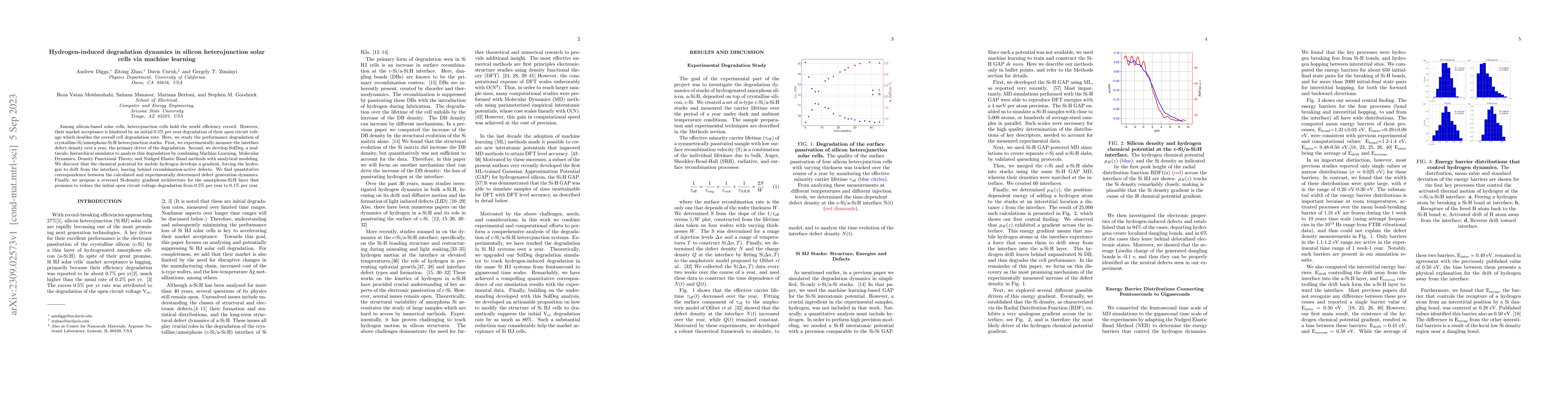 Thumbnail for Hydrogen-induced degradation dynamics in silicon heterojunction solar
  cells via machine learning