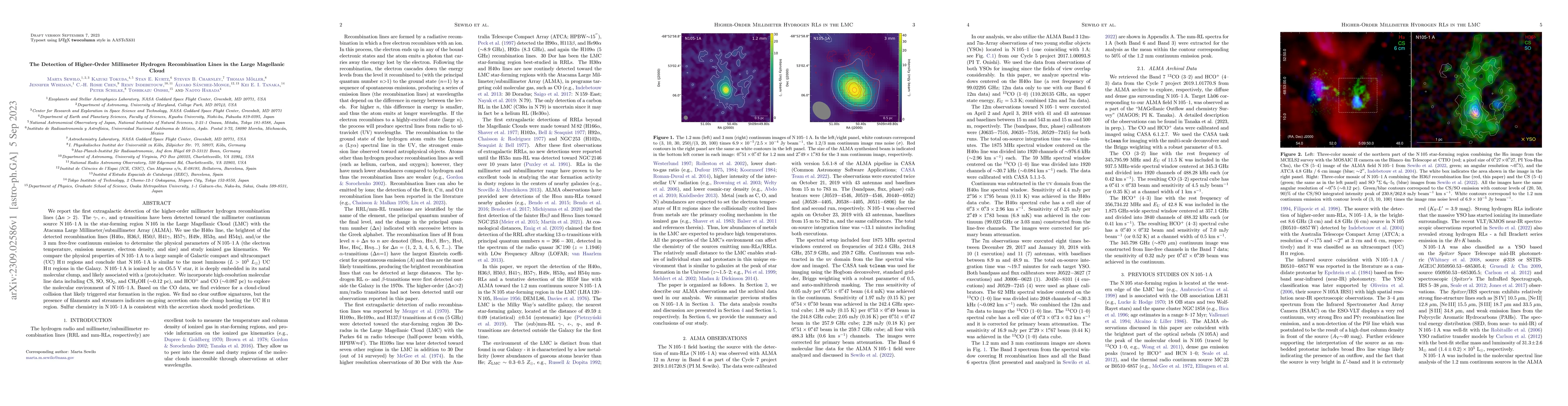 Thumbnail for The Detection of Higher-Order Millimeter Hydrogen Recombination Lines in
  the Large Magellanic Cloud