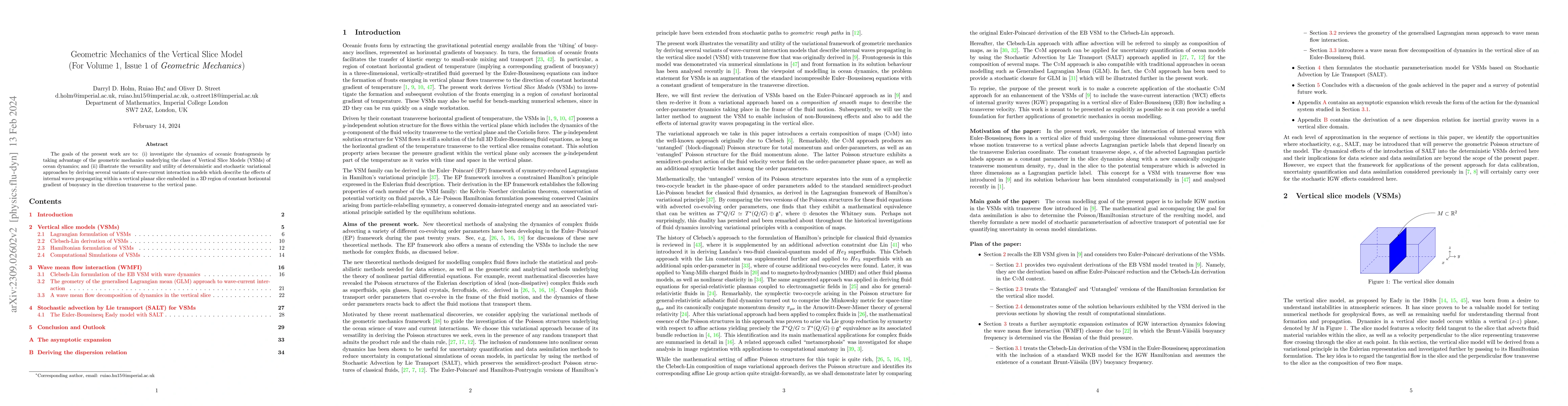 Thumbnail for Geometric Mechanics of the Vertical Slice Model