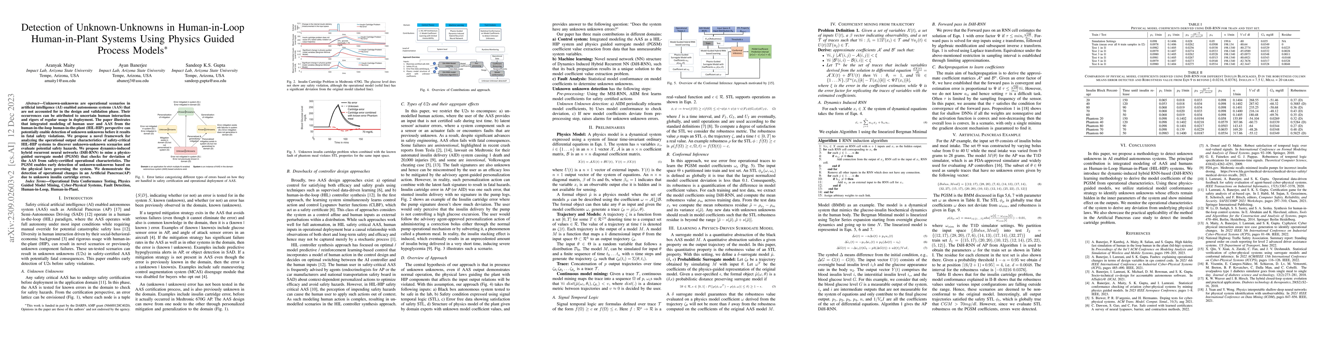 Thumbnail for Detection of Unknown-Unknowns in Human-in-Plant Human-in-Loop Systems
  Using Physics Guided Process Models