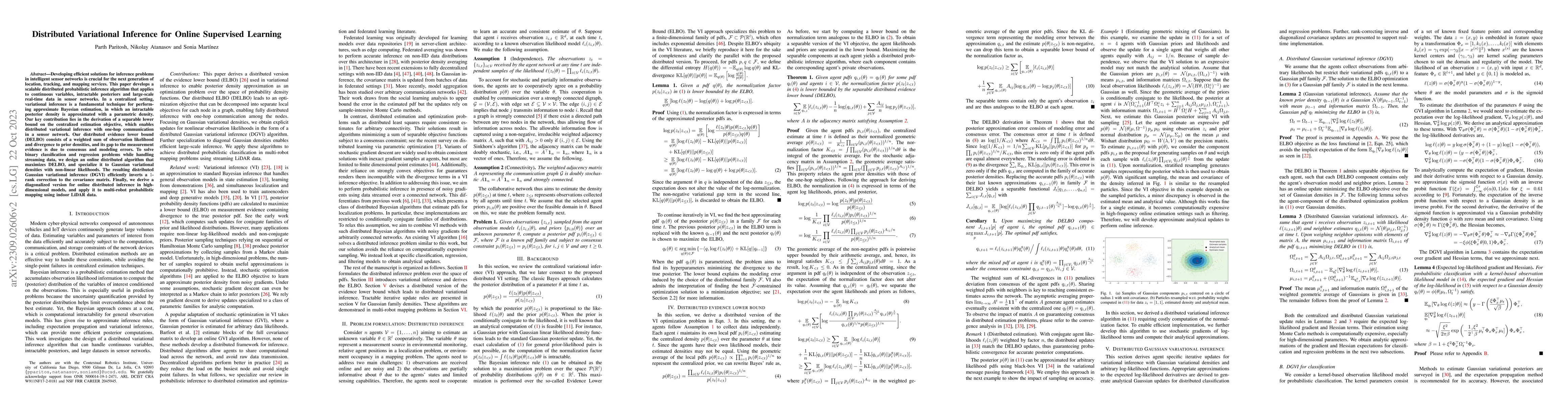 Thumbnail for Distributed Variational Inference for Online Supervised Learning