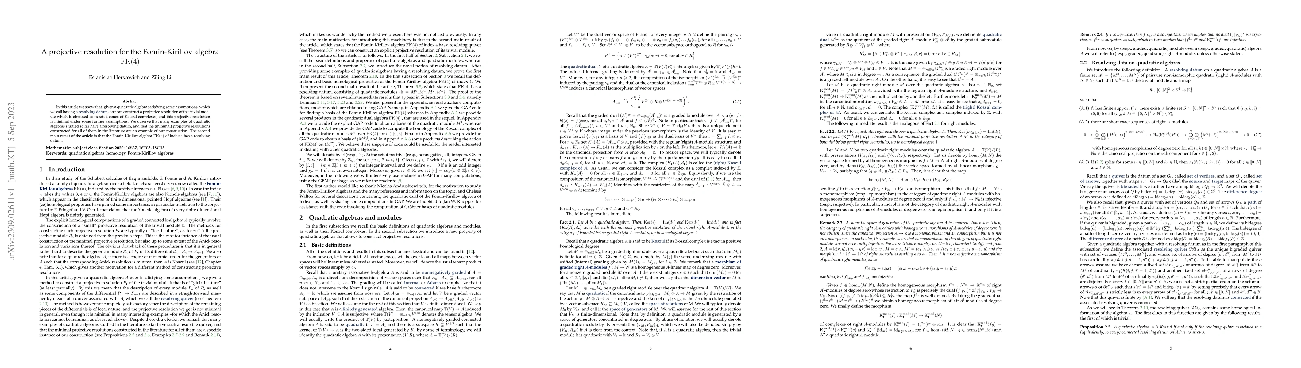 Thumbnail for A projective resolution for the Fomin-Kirillov algebra
  $\operatorname{FK}(4)$