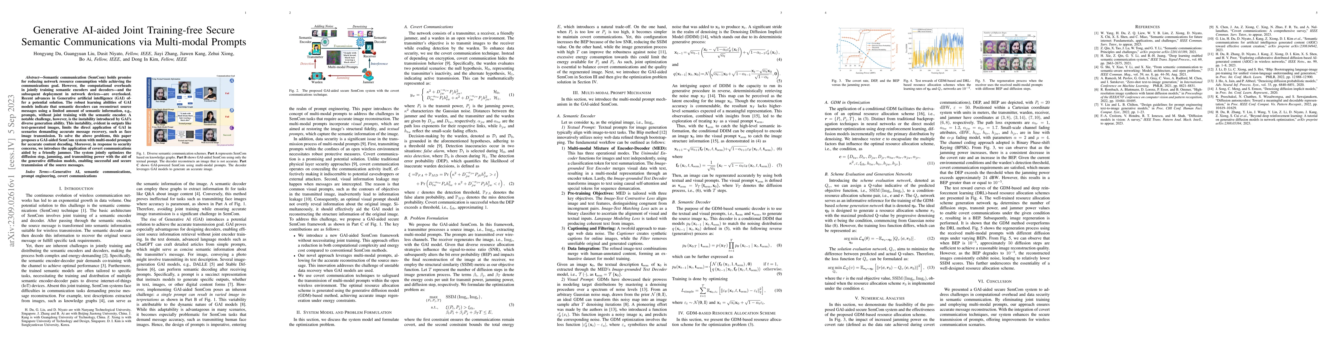Thumbnail for Generative AI-aided Joint Training-free Secure Semantic Communications
  via Multi-modal Prompts