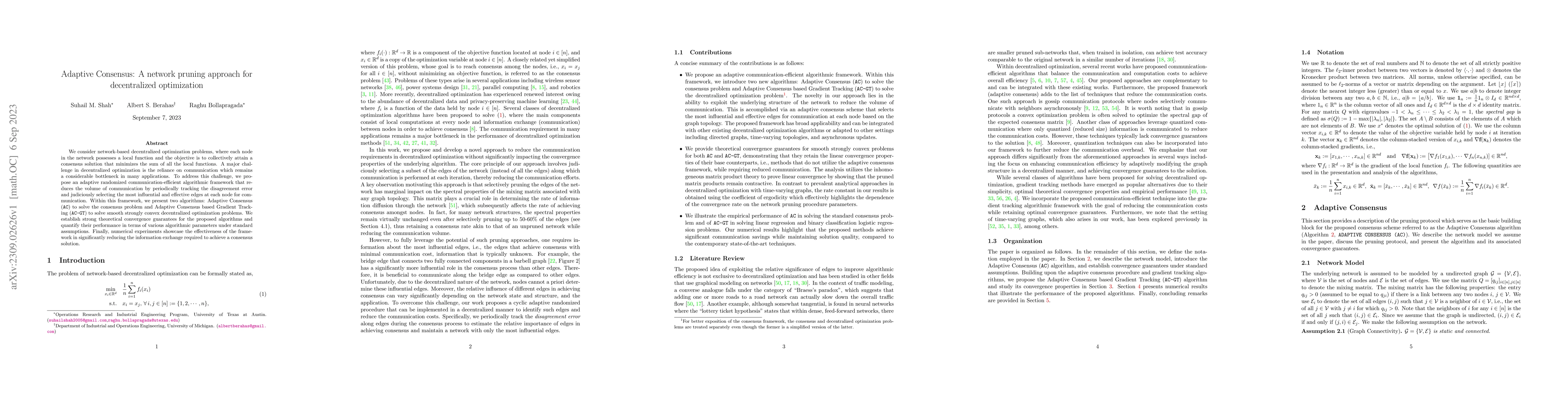 Thumbnail for Adaptive Consensus: A network pruning approach for decentralized
  optimization