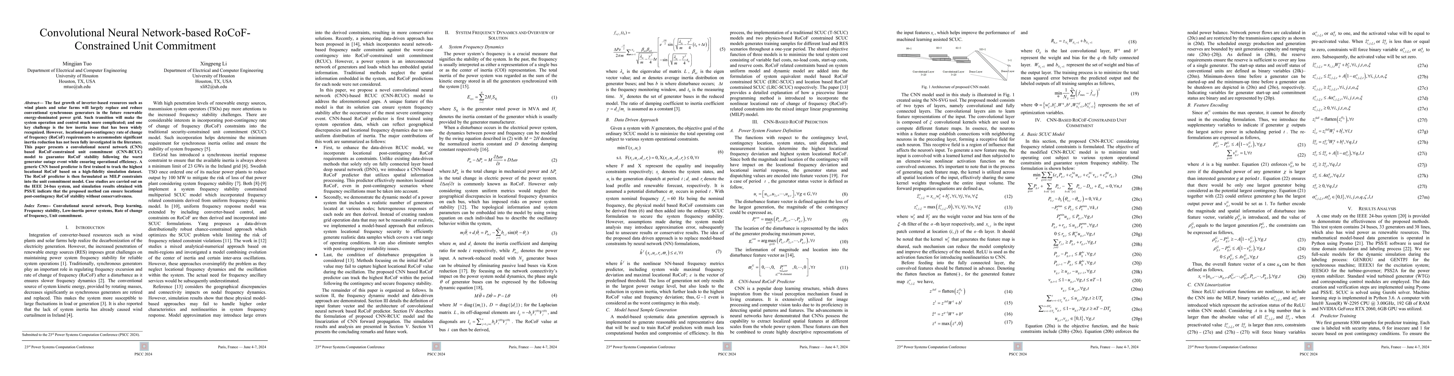 Thumbnail for Convolutional Neural Network-based RoCoF-Constrained Unit Commitment