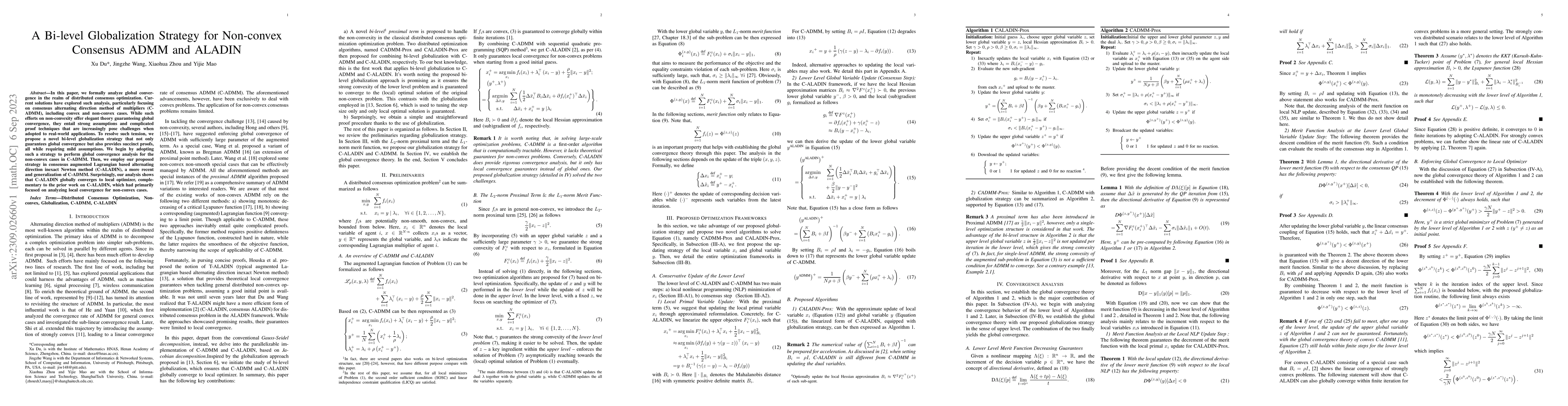 Thumbnail for A Bi-level Globalization Strategy for Non-convex Consensus ADMM and
  ALADIN