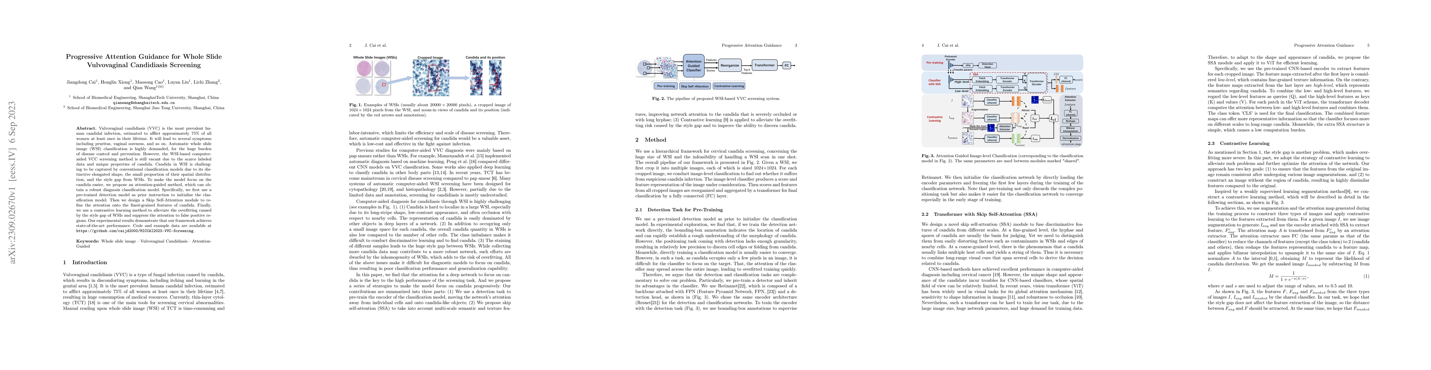 Thumbnail for Progressive Attention Guidance for Whole Slide Vulvovaginal Candidiasis
  Screening