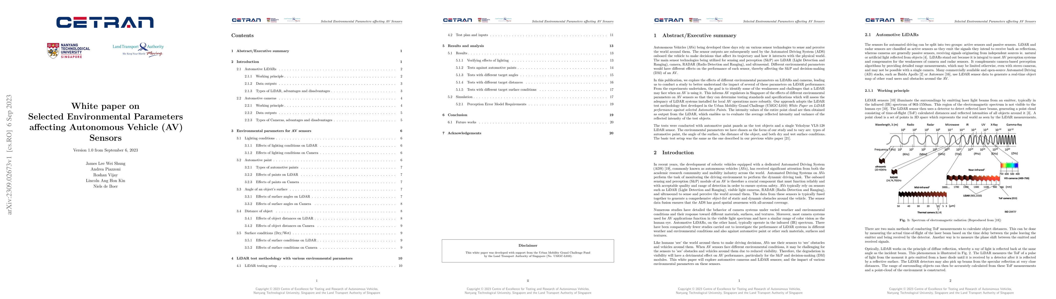 Thumbnail for White paper on Selected Environmental Parameters affecting Autonomous
  Vehicle (AV) Sensors
