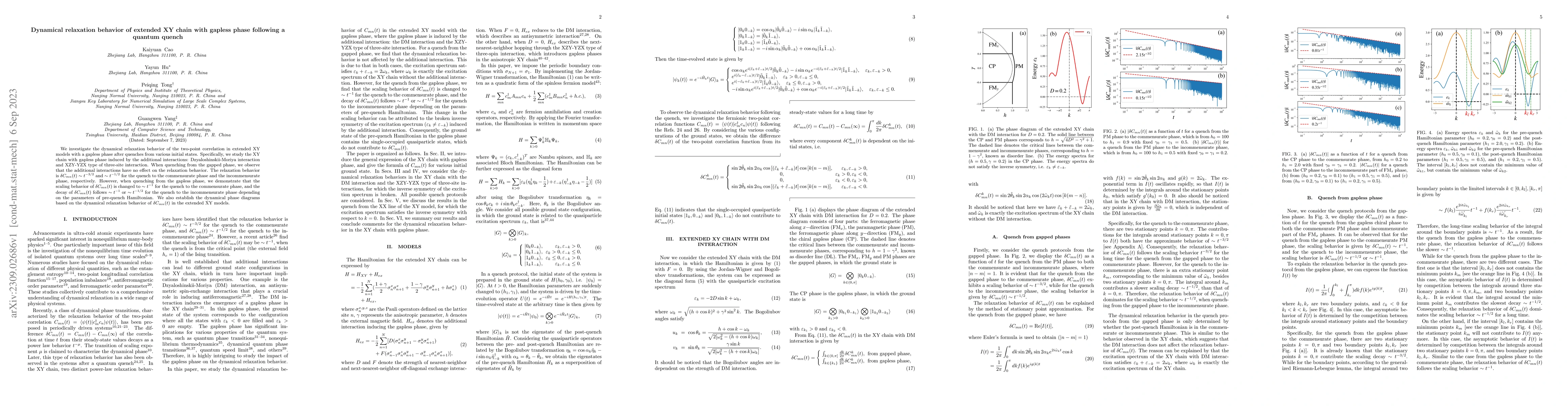 Thumbnail for Dynamical relaxation behavior of extended XY chain with gapless phase
  following a quantum quench