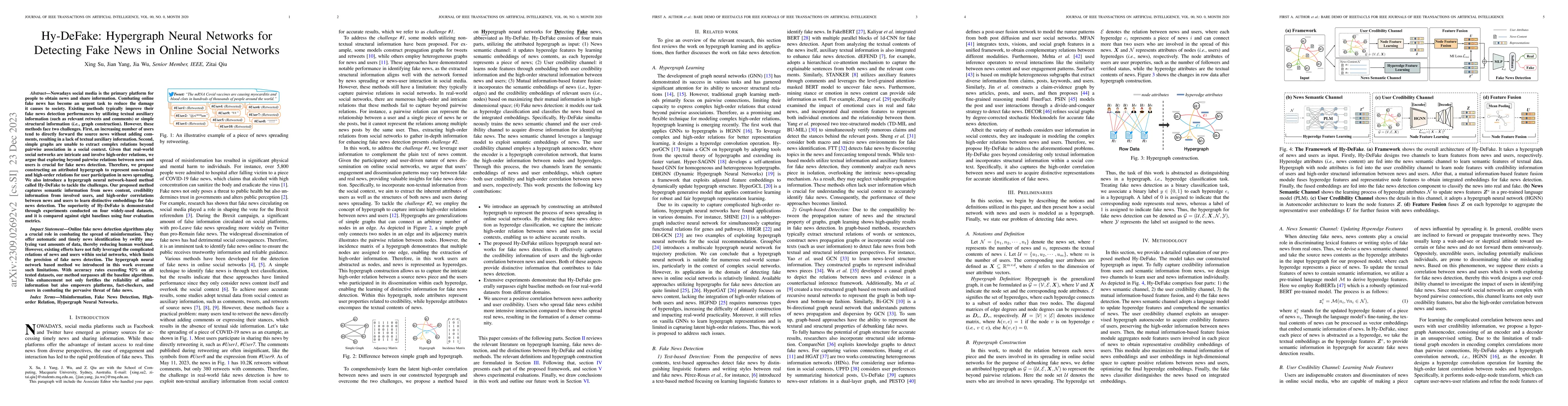 Thumbnail for Hy-DeFake: Hypergraph Neural Networks for Detecting Fake News in Online
  Social Networks