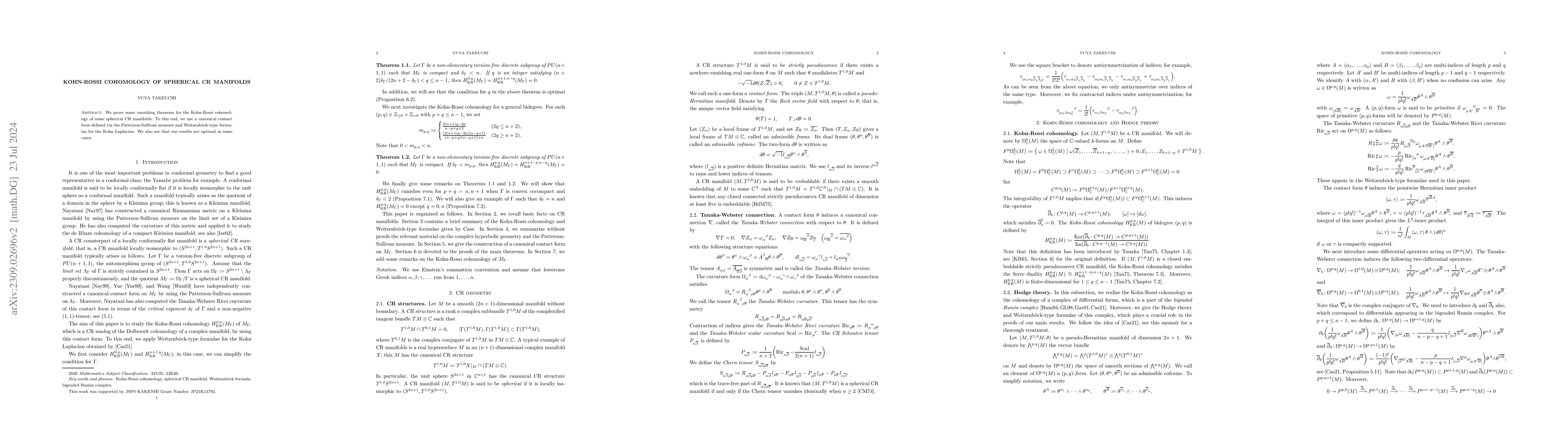 Thumbnail for Kohn-Rossi cohomology of spherical CR manifolds
