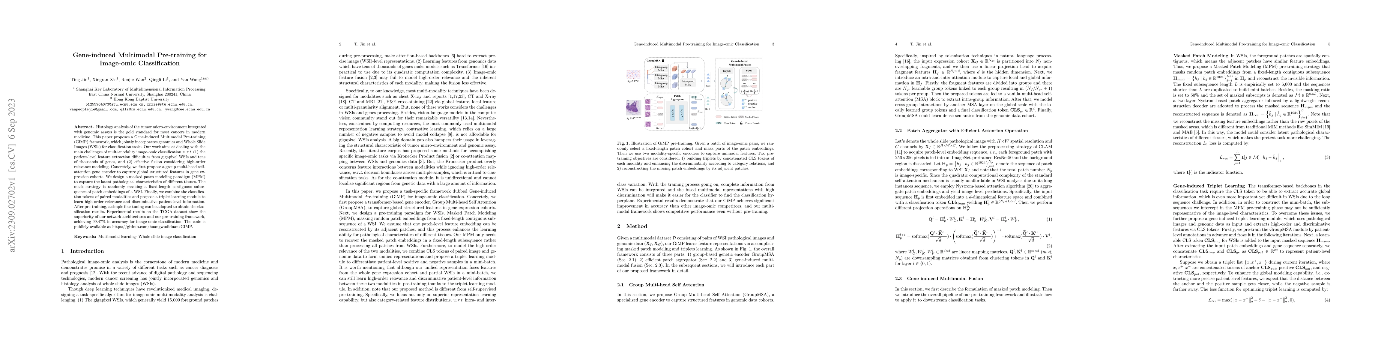 Thumbnail for Gene-induced Multimodal Pre-training for Image-omic Classification