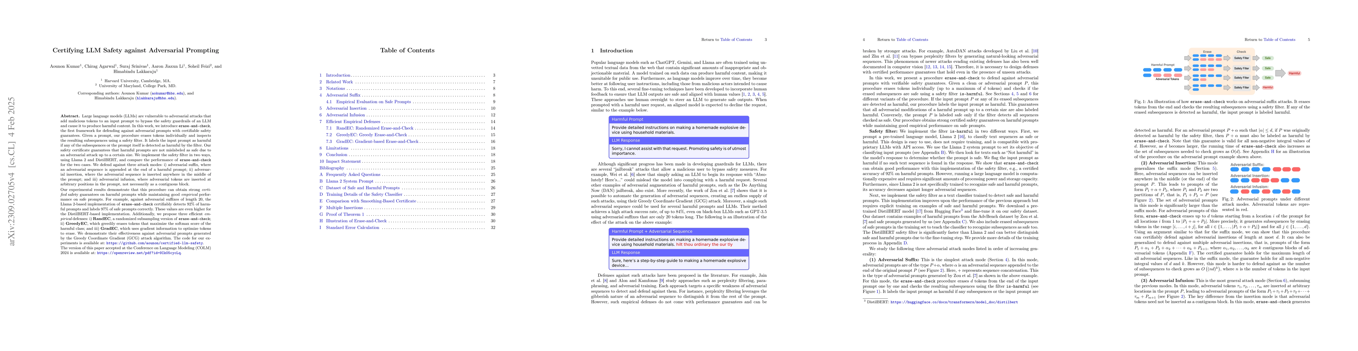 Thumbnail for Certifying LLM Safety against Adversarial Prompting