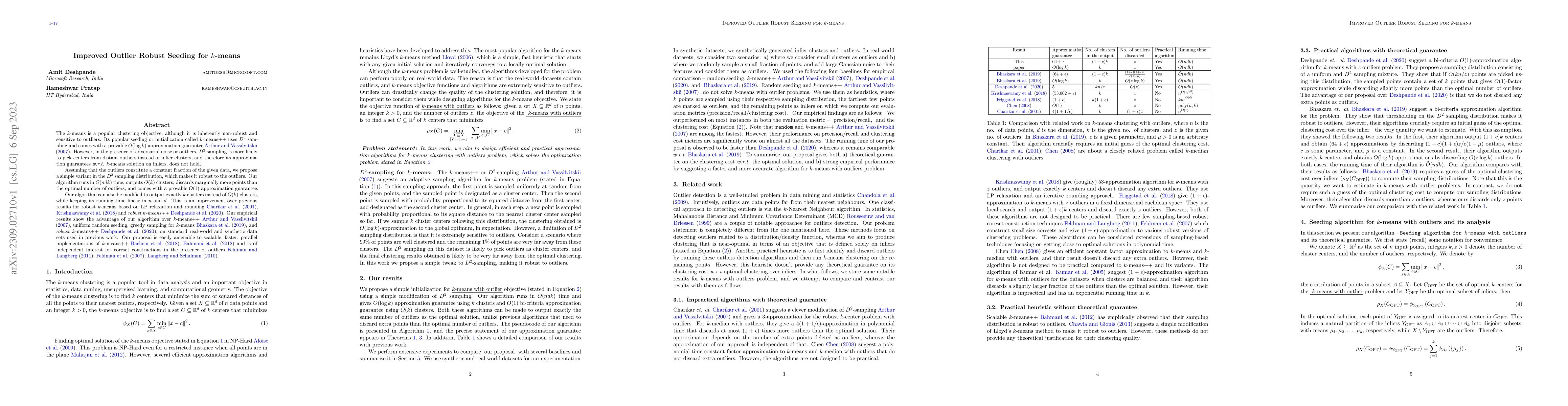 Thumbnail for Improved Outlier Robust Seeding for k-means