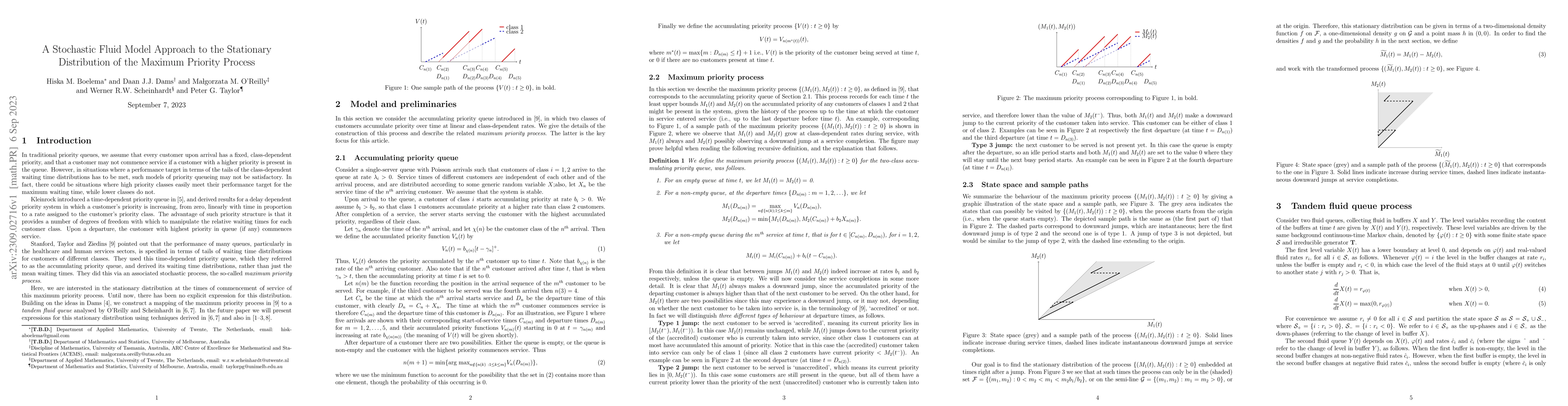 Thumbnail for A Stochastic Fluid Model Approach to the Stationary Distribution of the
  Maximum Priority Process