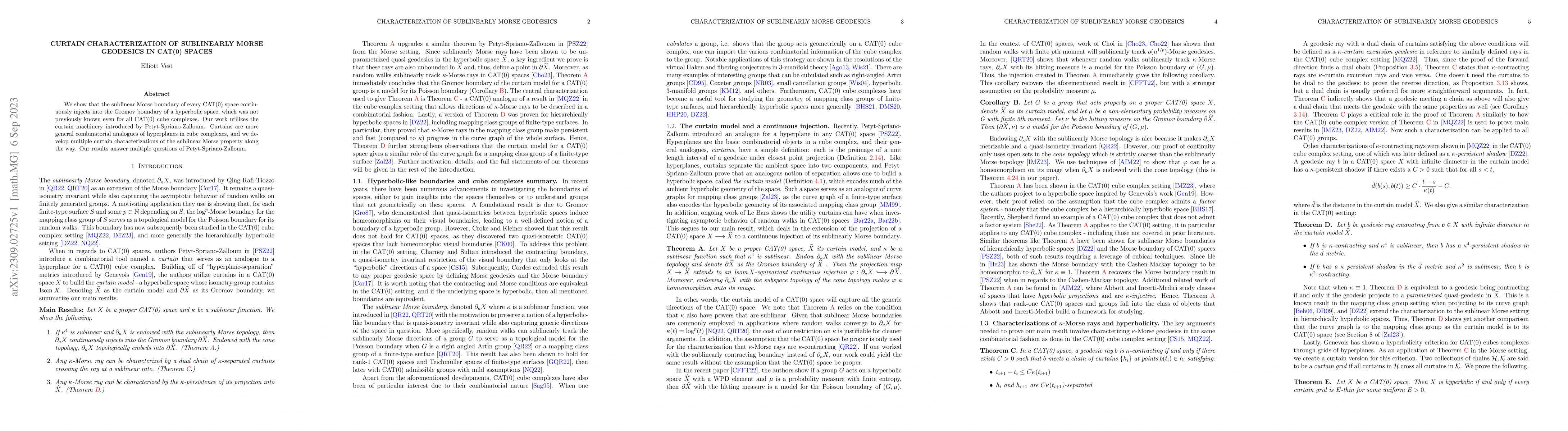 Thumbnail for Curtain Characterization of Sublinearly Morse Geodesics in CAT(0) Spaces