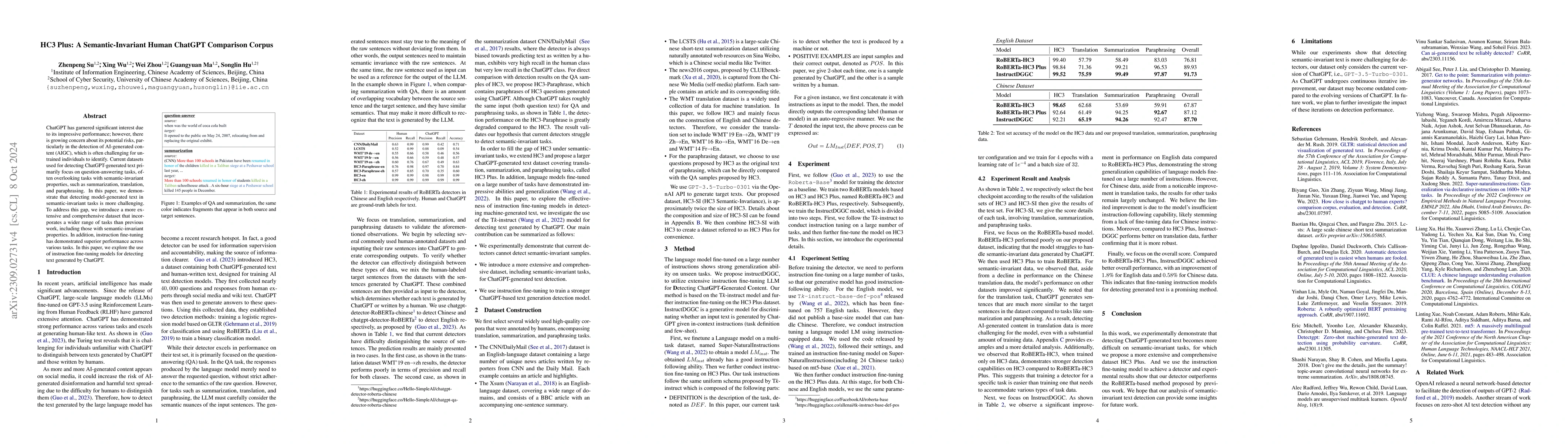 Thumbnail for HC3 Plus: A Semantic-Invariant Human ChatGPT Comparison Corpus