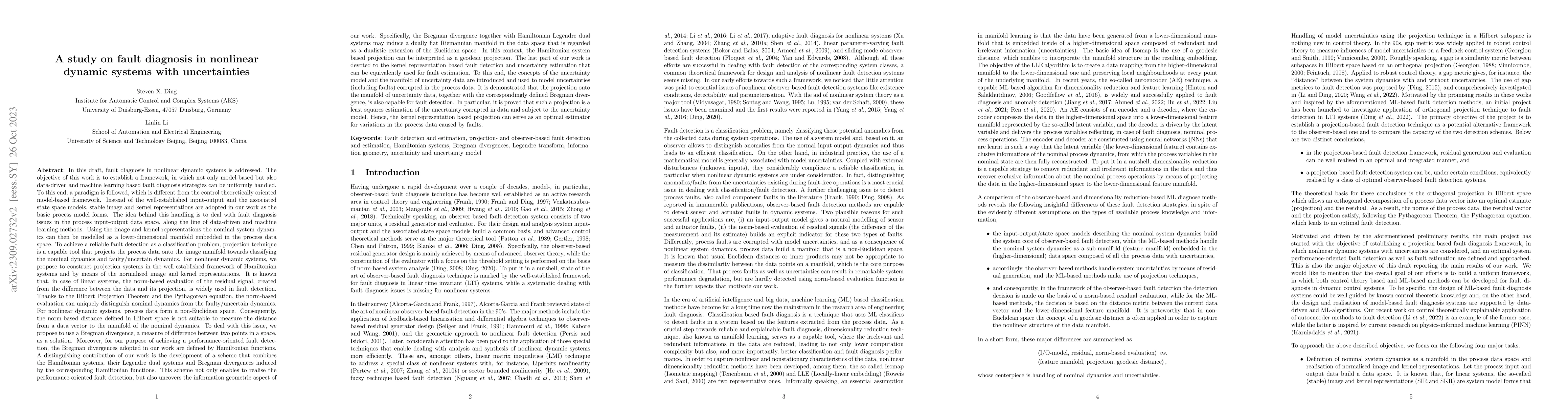 Thumbnail for A study on fault diagnosis in nonlinear dynamic systems with
  uncertainties