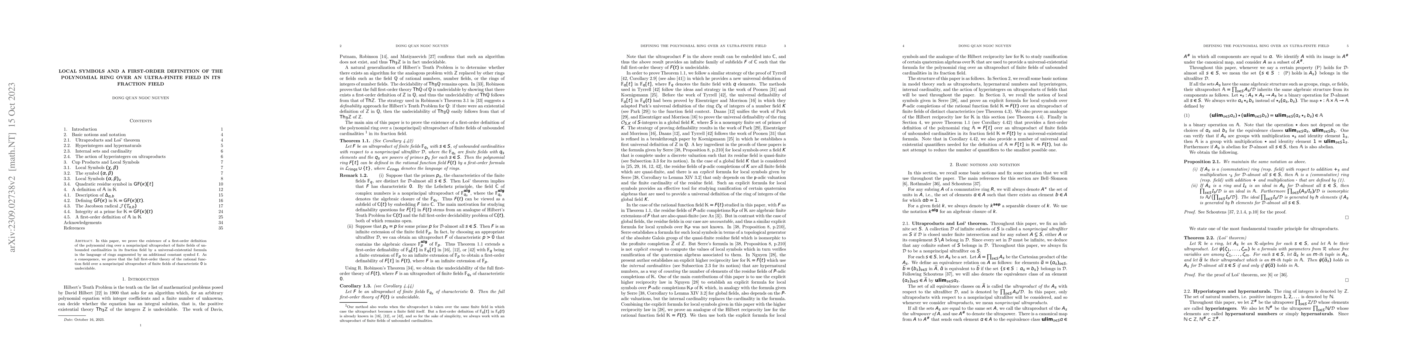 Thumbnail for Local symbols and a first-order definition of the polynomial ring over
  an ultra-finite field in its fraction field
