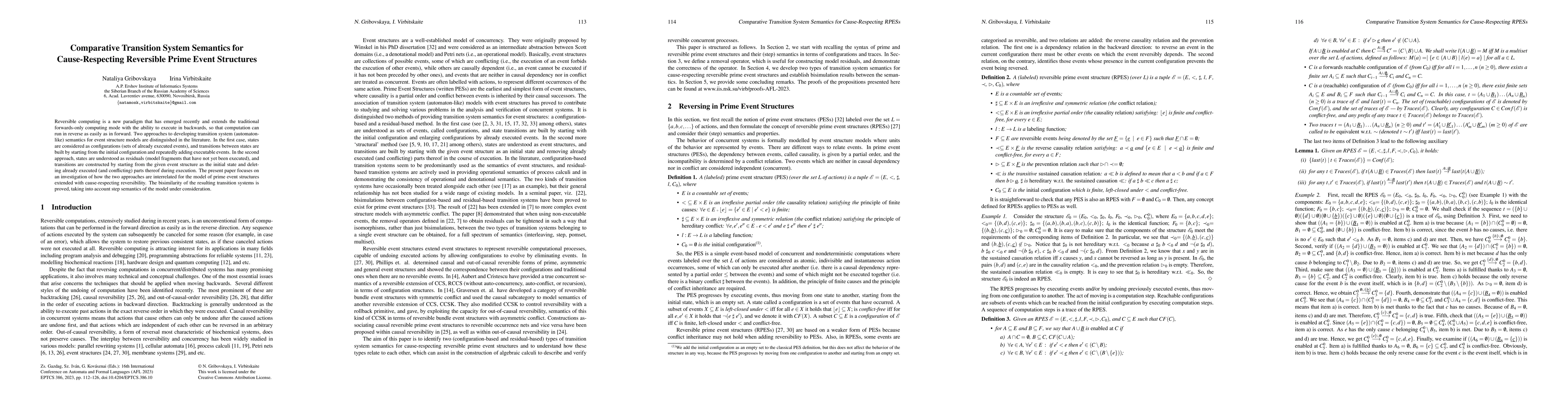 Thumbnail for Comparative Transition System Semantics for Cause-Respecting Reversible
  Prime Event Structures