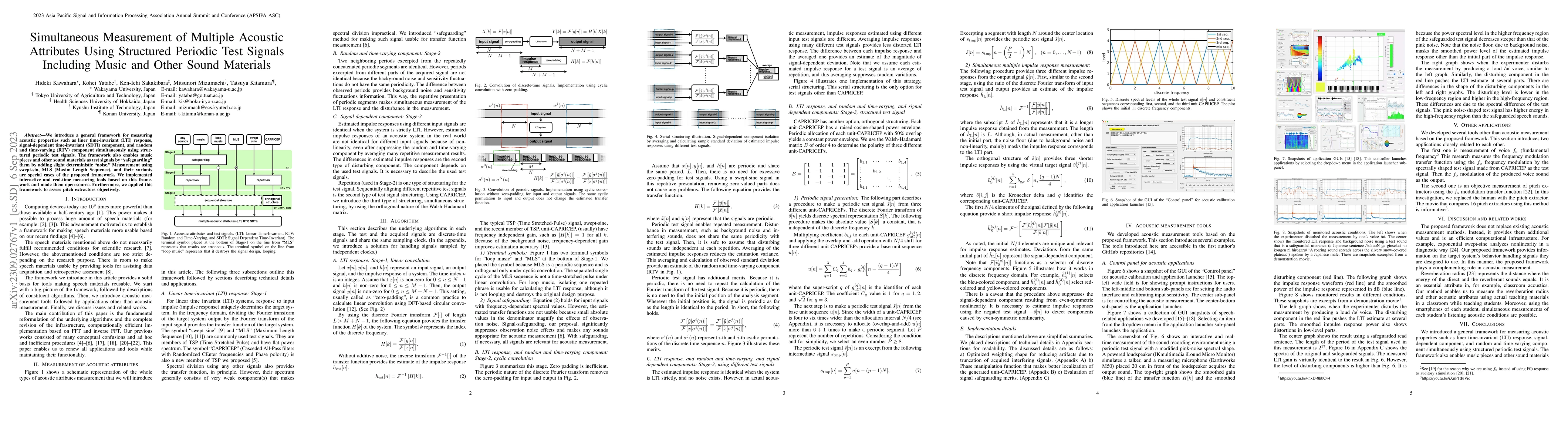 Thumbnail for Simultaneous Measurement of Multiple Acoustic Attributes Using
  Structured Periodic Test Signals Including Music and Other Sound Materials