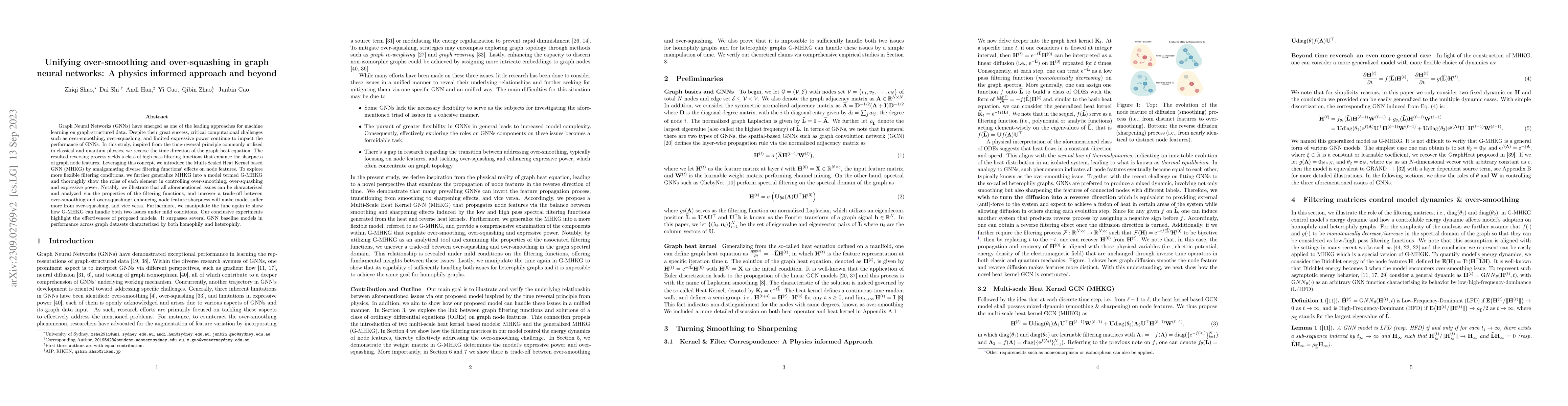 Thumbnail for Unifying over-smoothing and over-squashing in graph neural networks: A
  physics informed approach and beyond