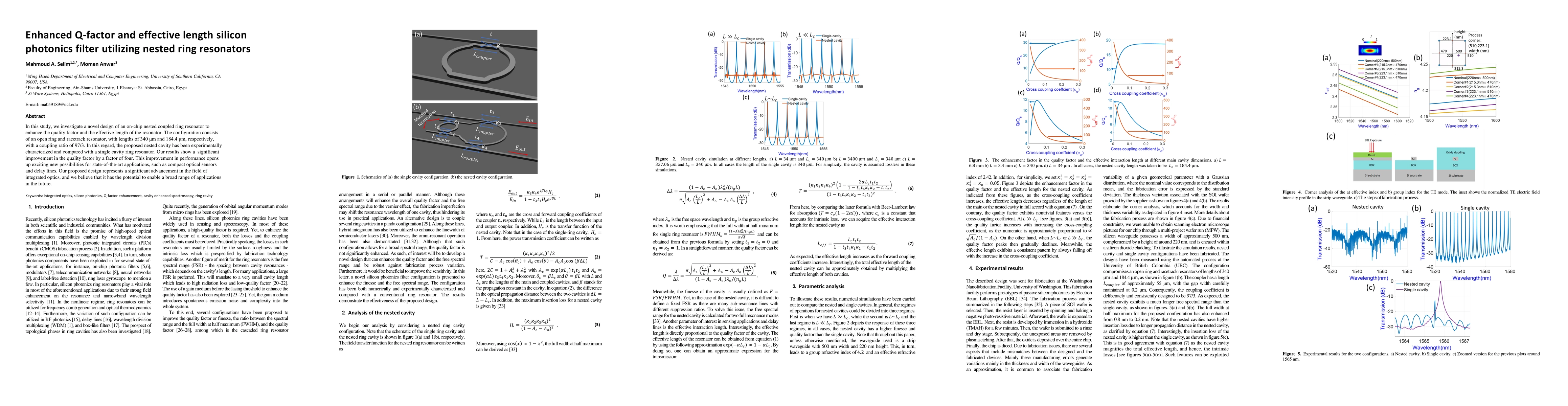 Thumbnail for Enhanced Q-factor and effective length silicon photonics filter
  utilizing nested ring resonators