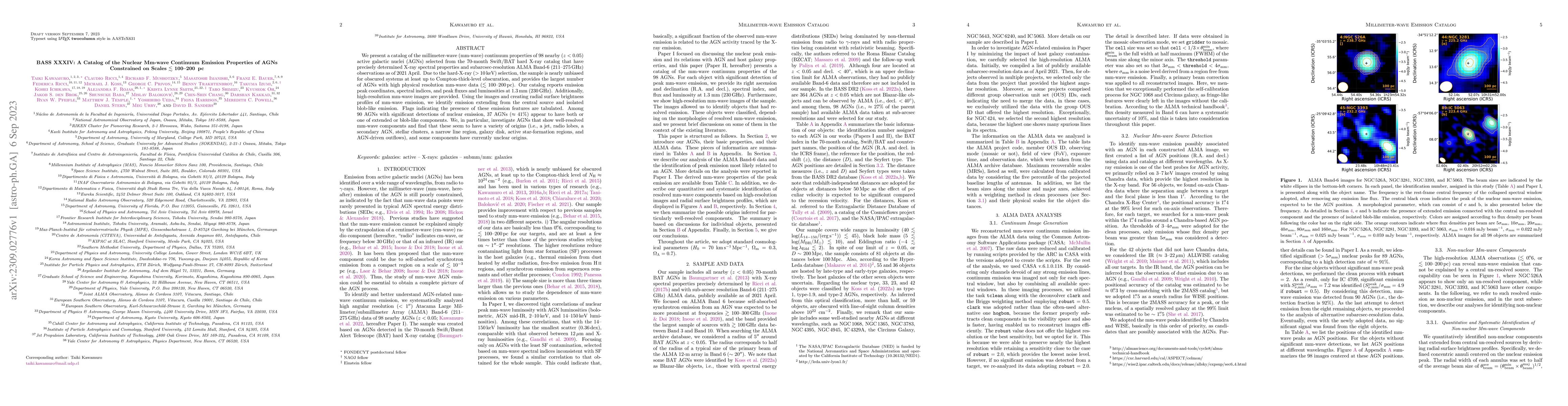 Thumbnail for BASS XXXIV: A Catalog of the Nuclear Mm-wave Continuum Emission
  Properties of AGNs Constrained on Scales $\lesssim$ 100--200 pc