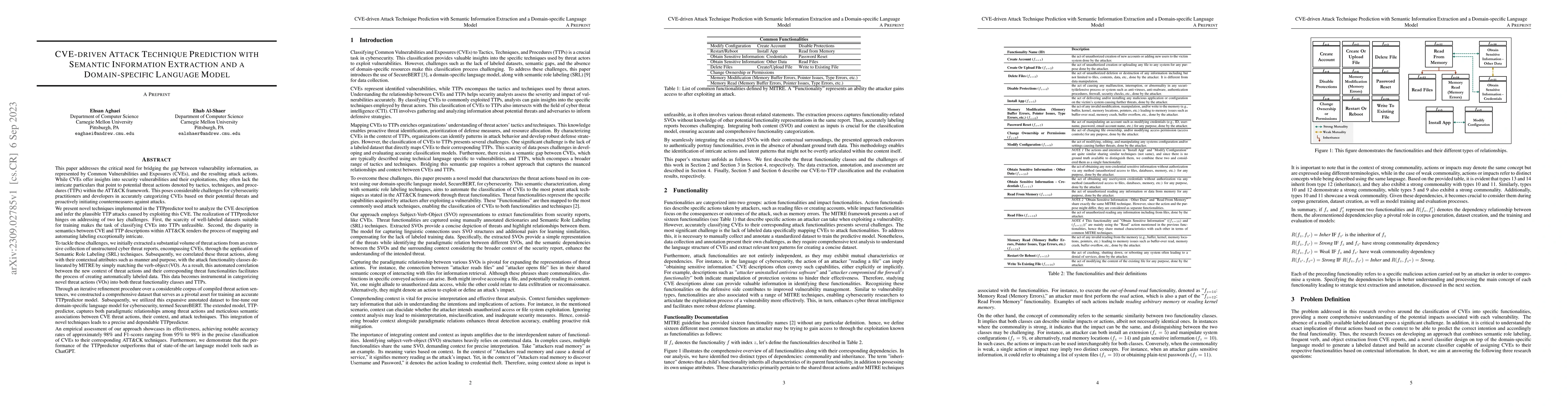 Thumbnail for CVE-driven Attack Technique Prediction with Semantic Information
  Extraction and a Domain-specific Language Model