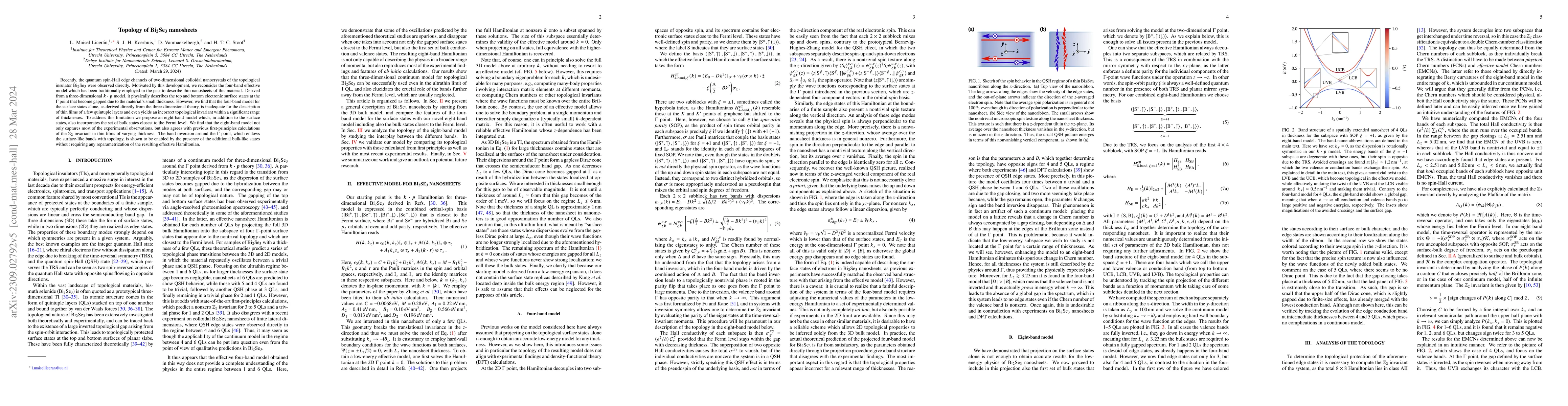 Thumbnail for Topology of Bi$_2$Se$_3$ nanosheets