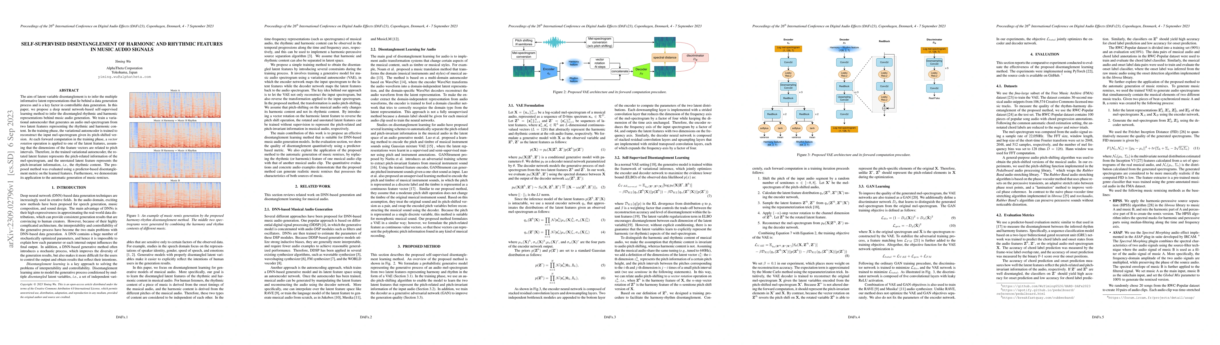 Thumbnail for Self-Supervised Disentanglement of Harmonic and Rhythmic Features in
  Music Audio Signals