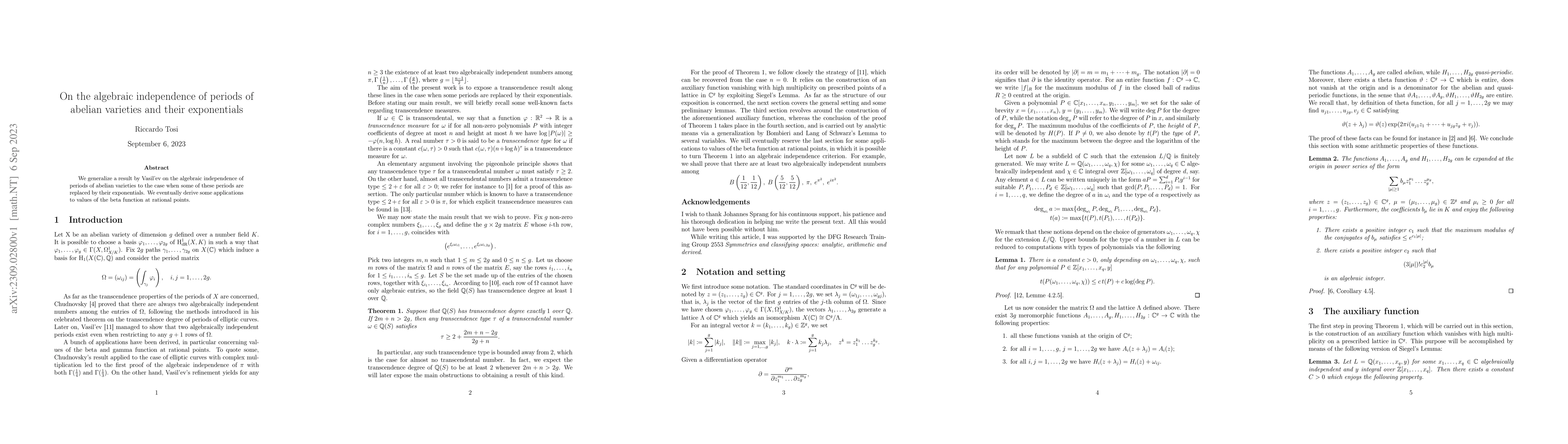 Thumbnail for On the algebraic independence of periods of abelian varieties and their
  exponentials