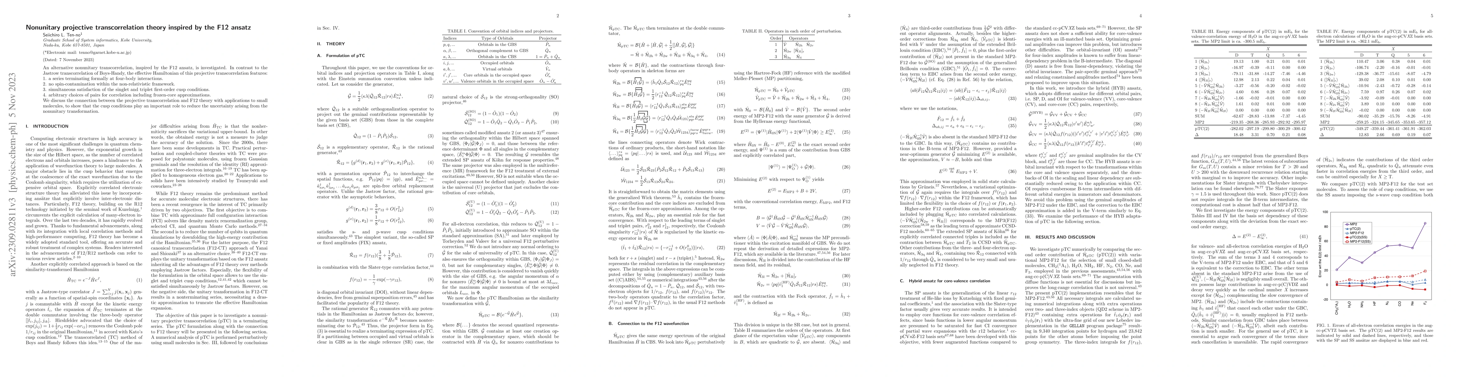 Thumbnail for Nonunitary projective transcorrelation theory inspired by the F12 ansatz