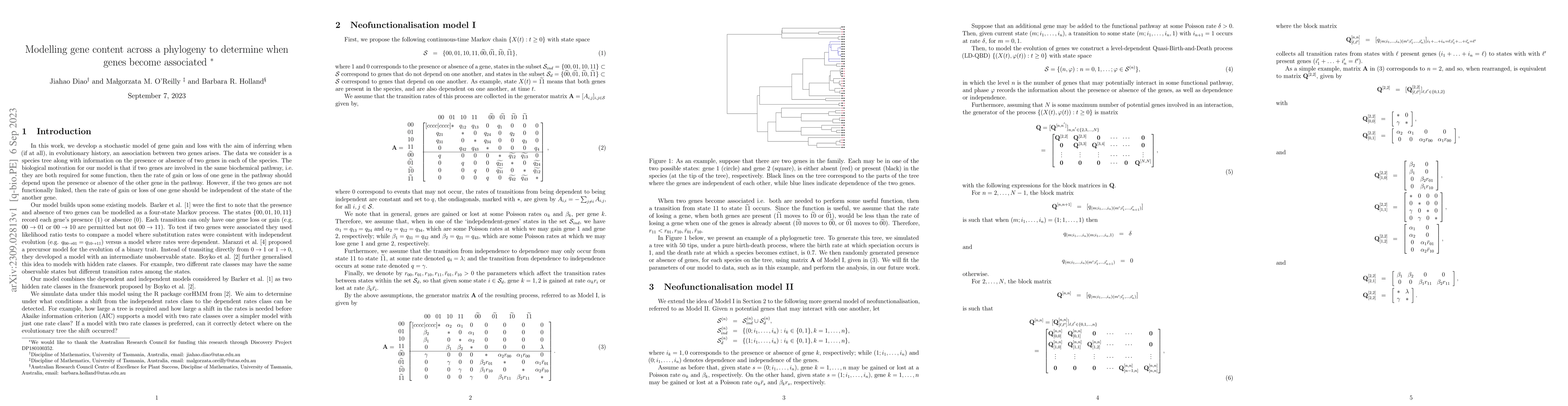 Thumbnail for Modelling gene content across a phylogeny to determine when genes become
  associated