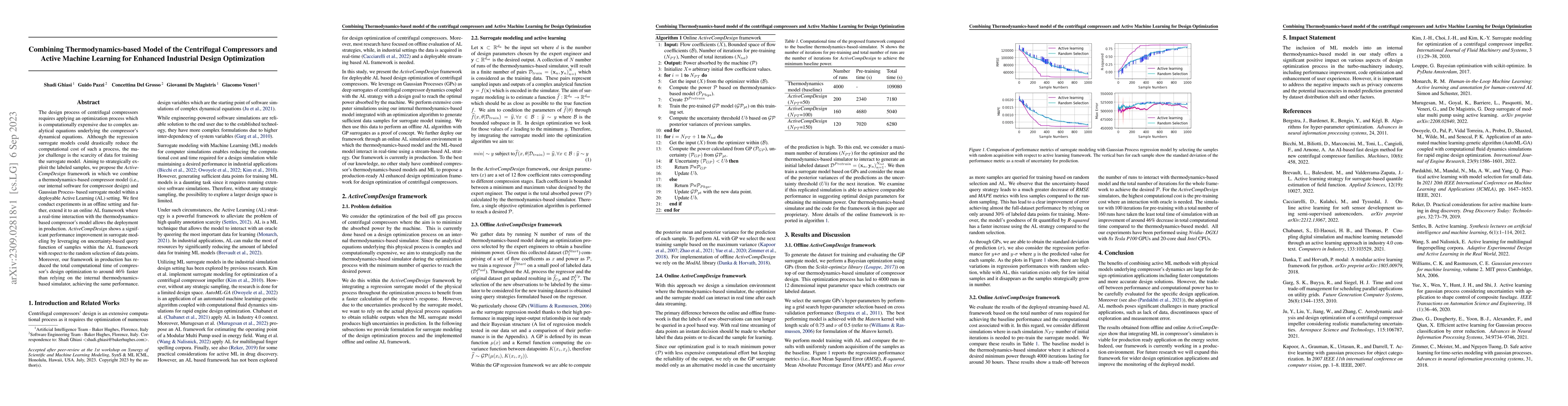Thumbnail for Combining Thermodynamics-based Model of the Centrifugal Compressors and
  Active Machine Learning for Enhanced Industrial Design Optimization