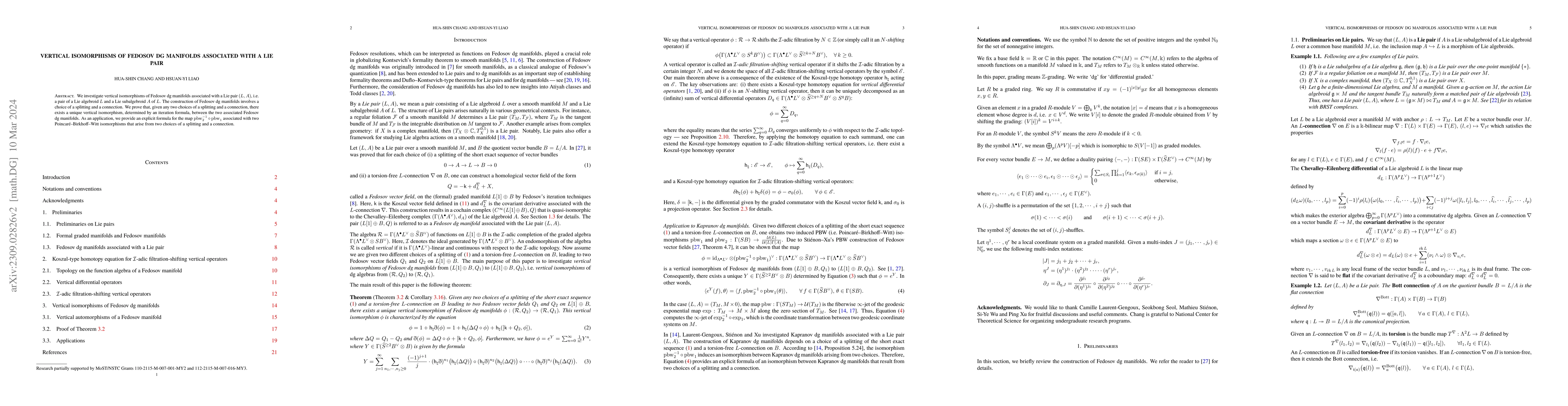 Thumbnail for Vertical isomorphisms of Fedosov dg manifolds associated with a Lie pair
