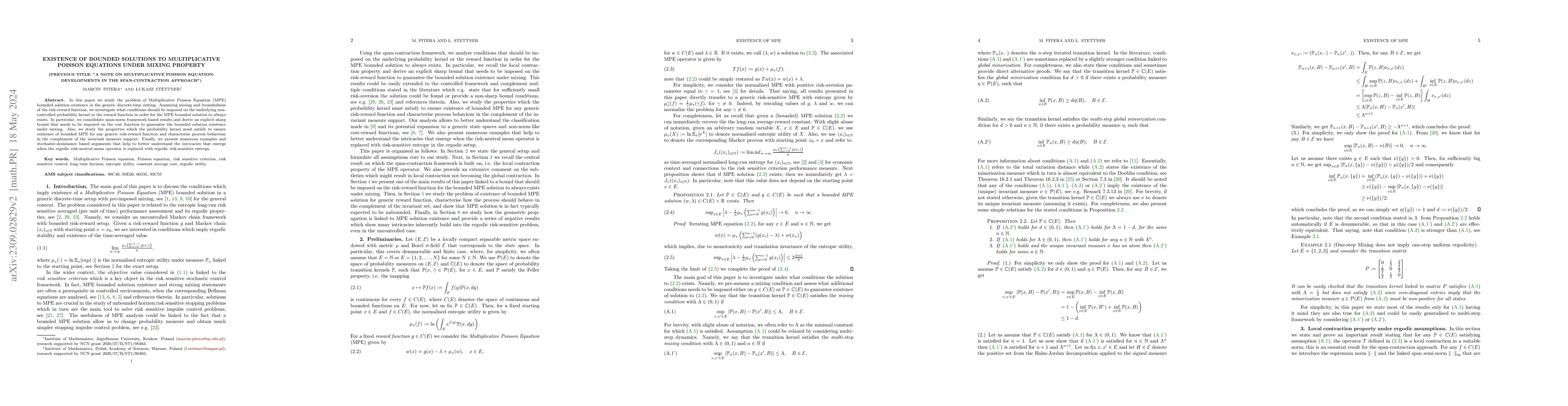 Thumbnail for Existence of bounded solutions to multiplicative Poisson equations under
  mixing property