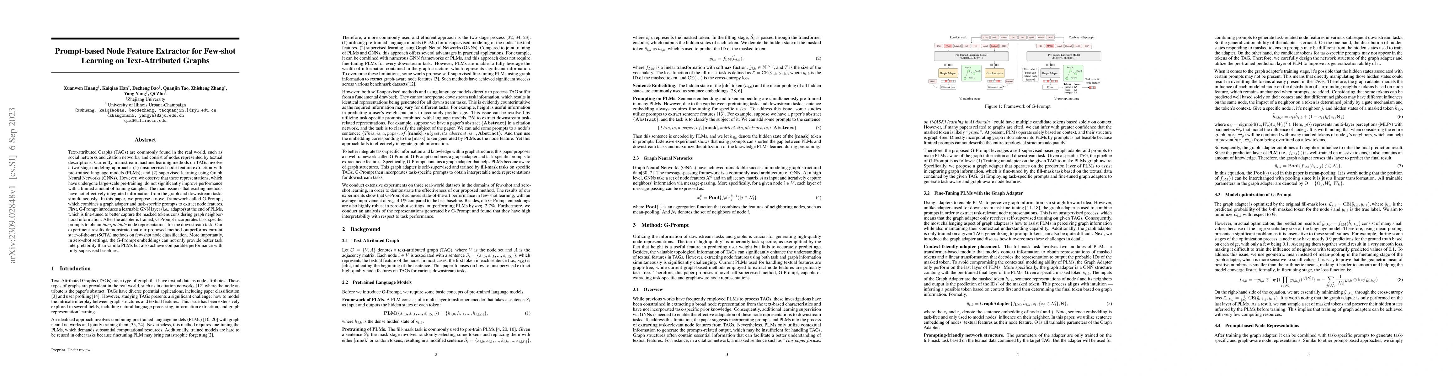 Thumbnail for Prompt-based Node Feature Extractor for Few-shot Learning on
  Text-Attributed Graphs