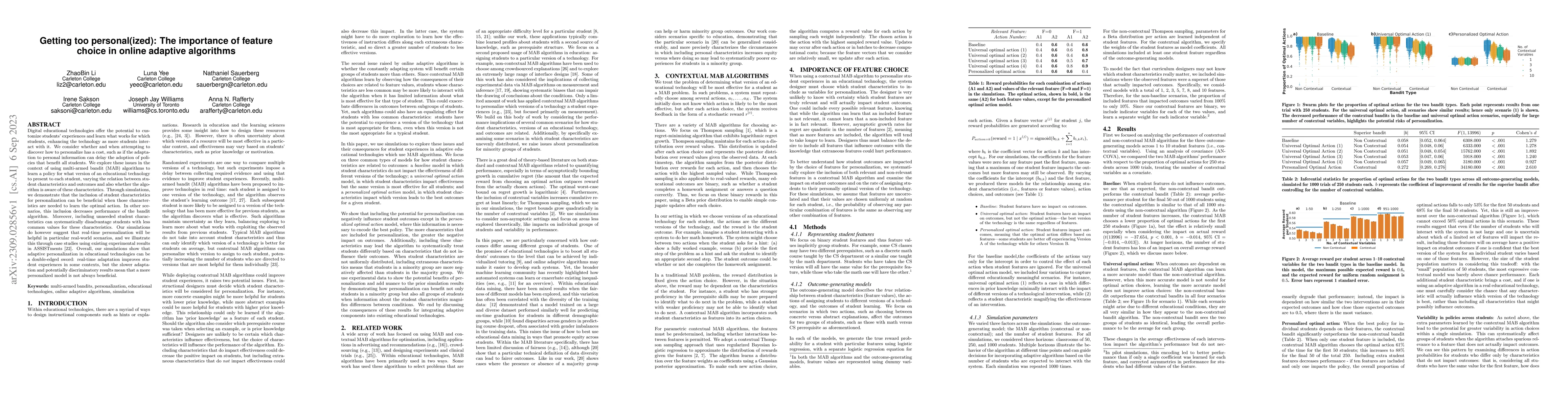 Thumbnail for Getting too personal(ized): The importance of feature choice in online
  adaptive algorithms