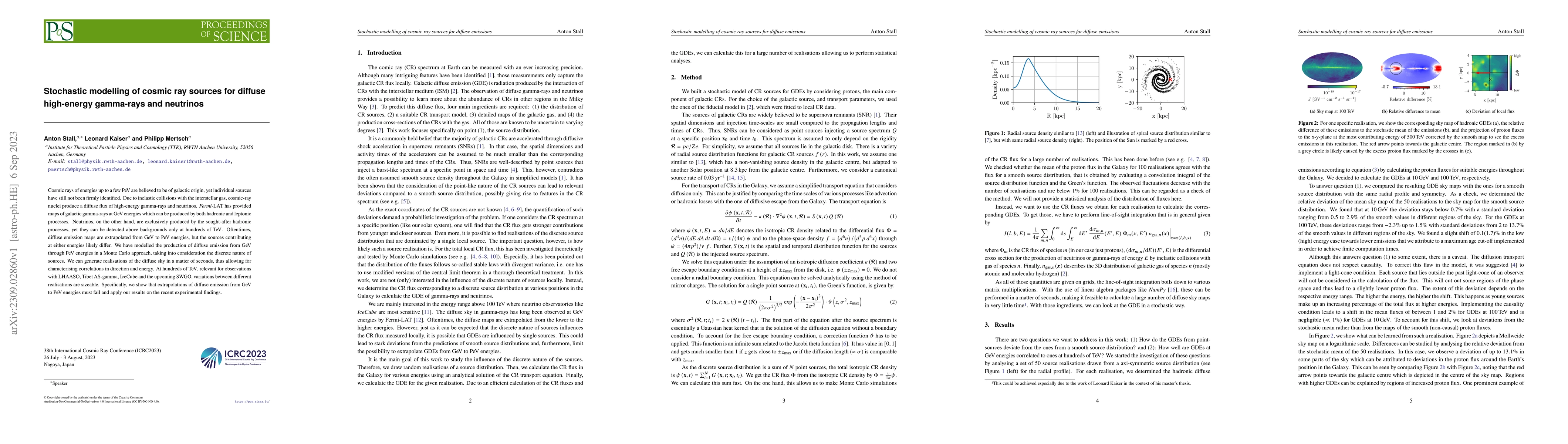 Thumbnail for Stochastic modelling of cosmic ray sources for diffuse high-energy
  gamma-rays and neutrinos