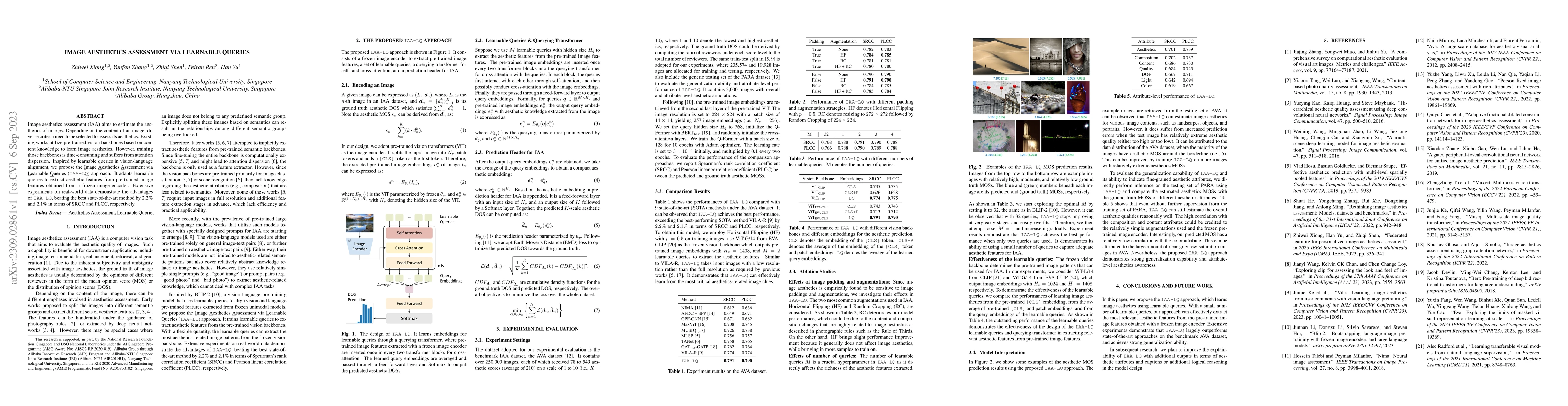 Thumbnail for Image Aesthetics Assessment via Learnable Queries